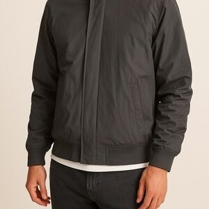 Everlane taupe satin bomber jacket